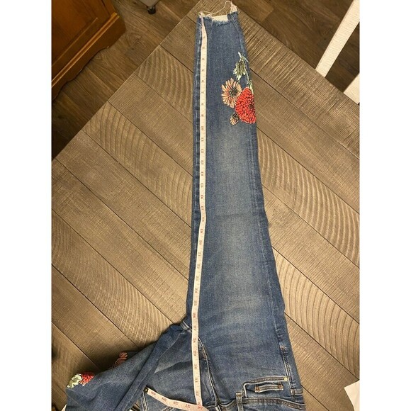 Zara floral distressed raw hem skinny jeans - Picture 7 of 8